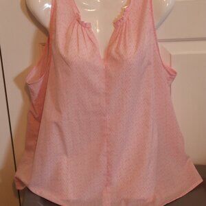 Gap Sleeveless V-neck Ruffle Trim Pale Pink Blouse Size Large Casual Office